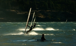Windsurfing along the Columbia River Gorge Windsurfing along the Columbia River Gorge