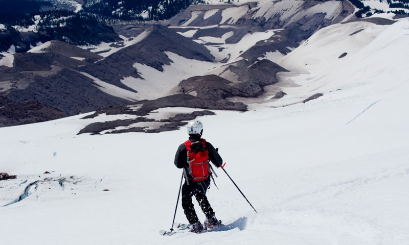 Backcountry Skiing into White River Canyon off Mount Hood